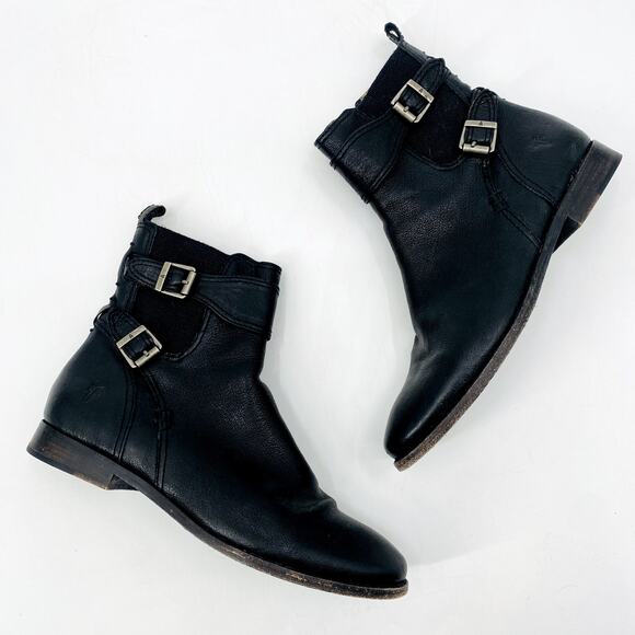 Frye Black Buckle Ankle Booties